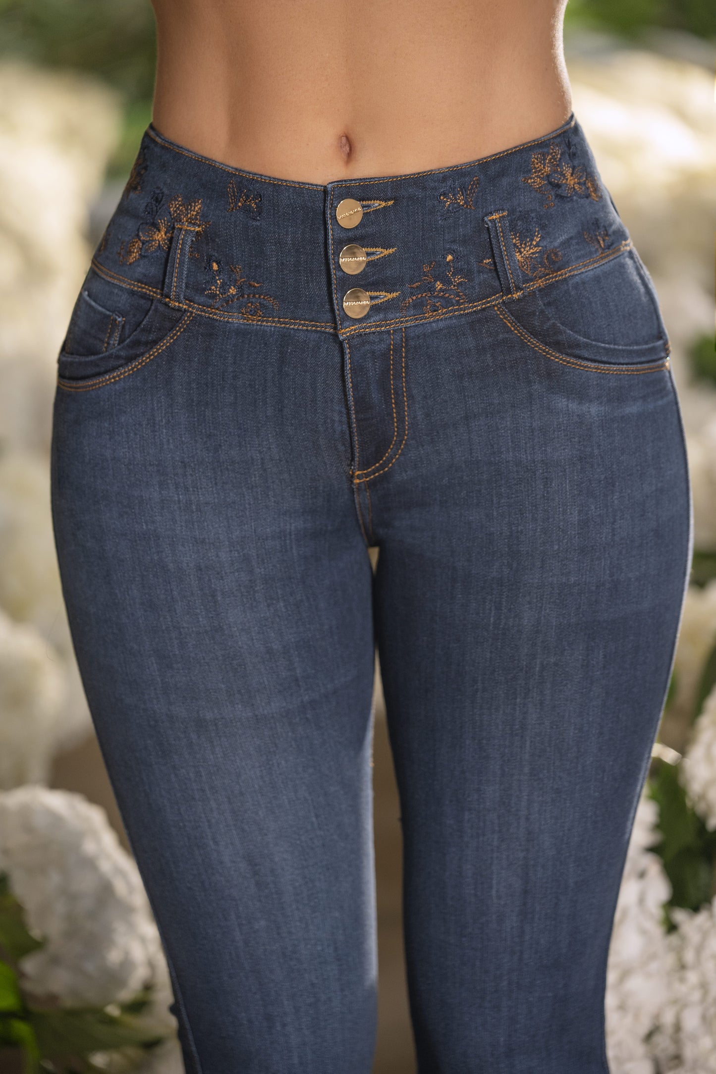 Jean Push Up Indigo Licrado Bota Campana Ref 2153