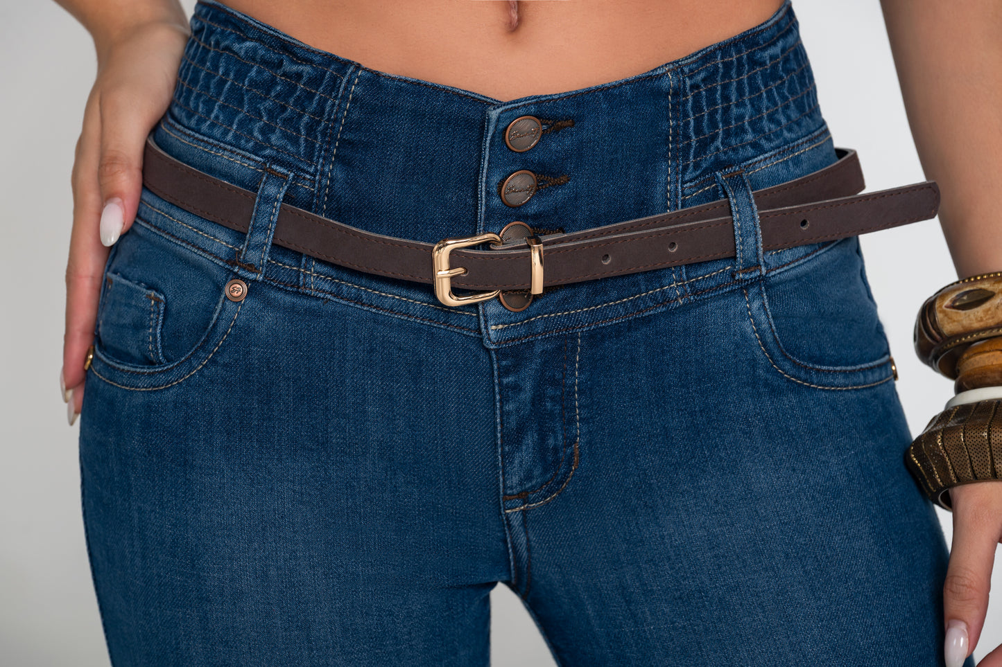 Jean Pretina Alta Control Abdomen - Bota Campana Ref 1827