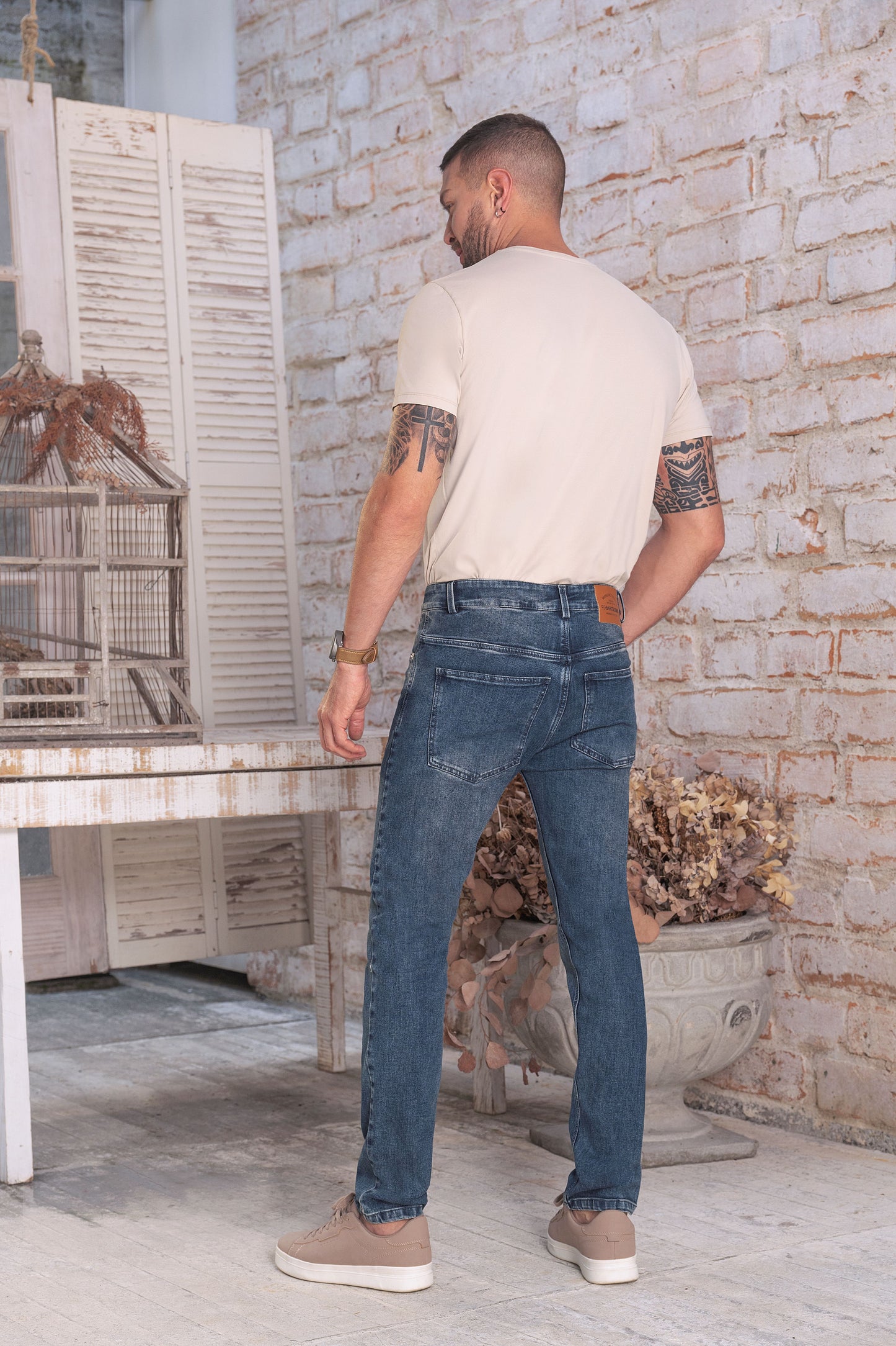 Jean Hombre Indigo Licrado Bota Recta Ref 2103