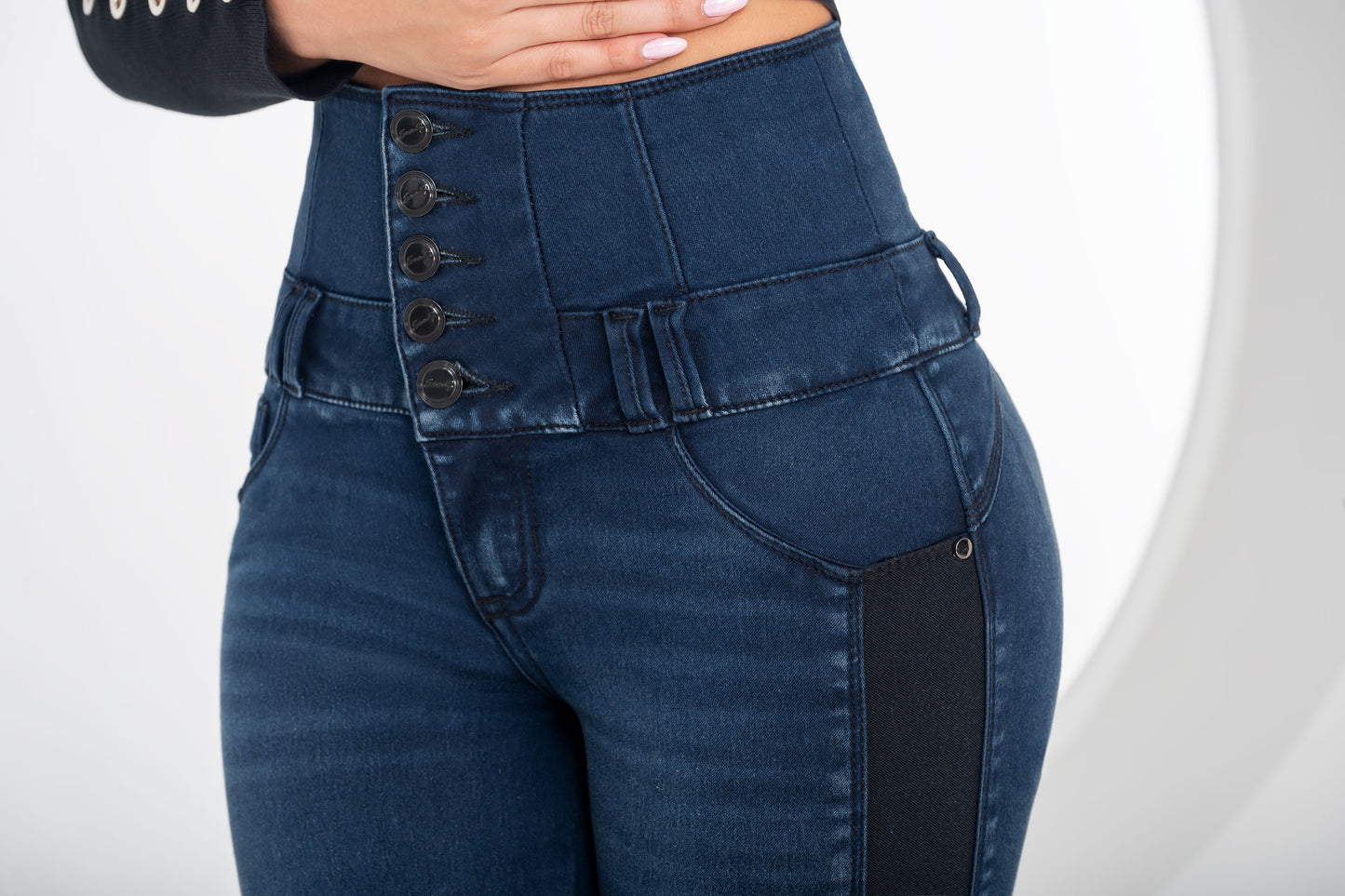 Jean Pretina Alta Control Abdomen - Bota Tubo Ref 1766