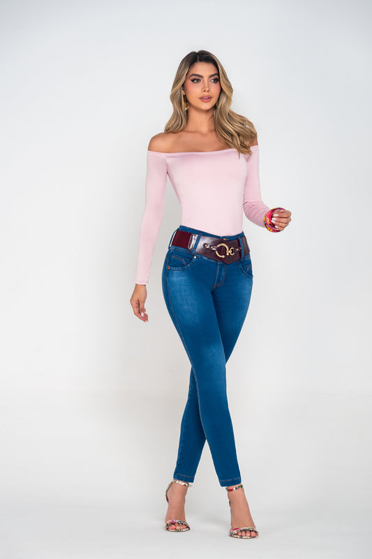 Jean Pretina Alta Control Abdomen - Bota Tubo Ref 1821