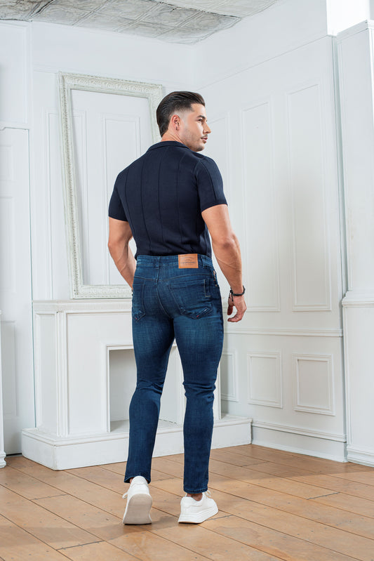 Pantalon Hombre indigo licrado azul Ref 1848