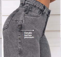 Jean  Indigo Rígido Wide Leg Gris Taches premium unidades limitadas Ref 2137