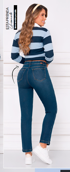 Jean  Indigo Licrado Mom Fit unidades limitadas Ref 2139