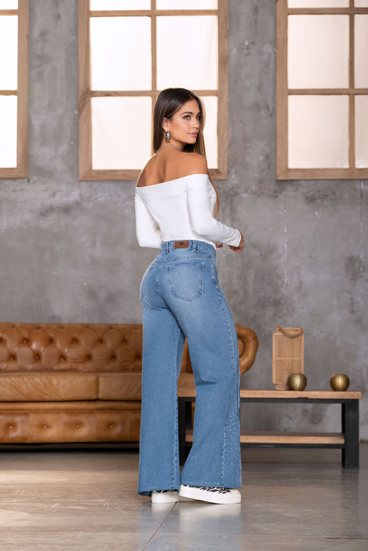 Jean Wide Leg Indigo Rigido Ref 1897B