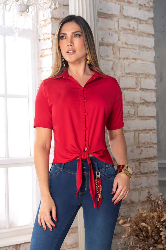Blusa roja algodón satin Ref Y-704