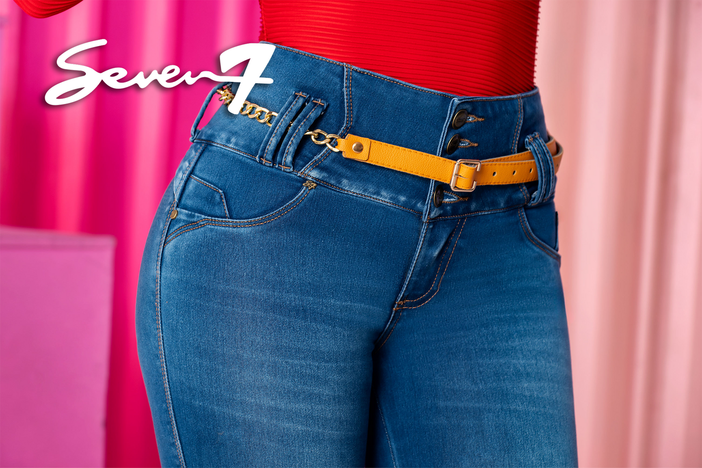 Jean Pretina Alta Control Abdomen - Bota Tubo Ref 1705